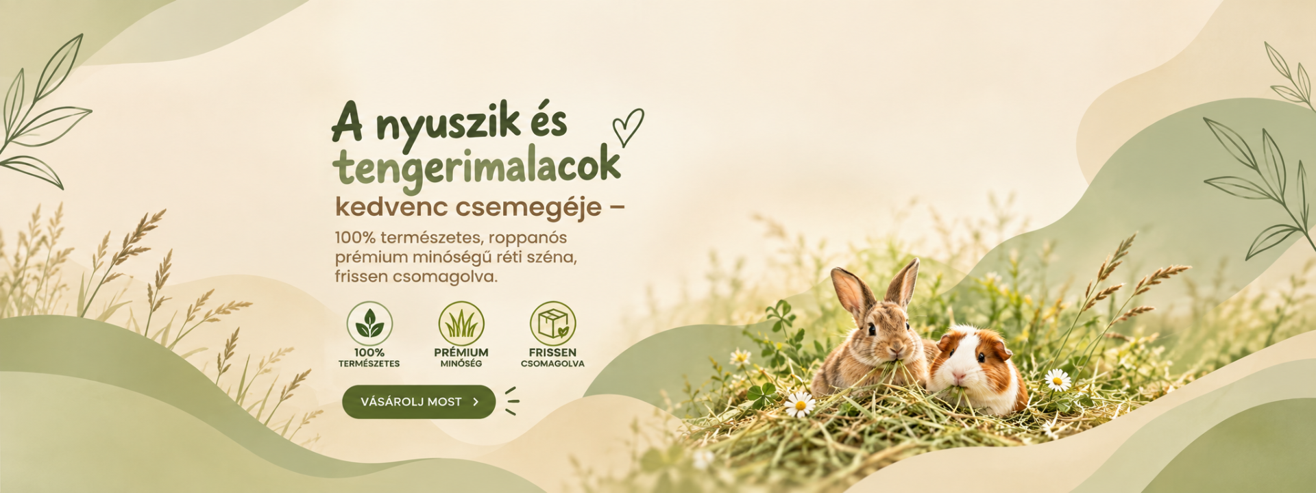 Prémium réti széna nyusziknak és tengerimalacoknak